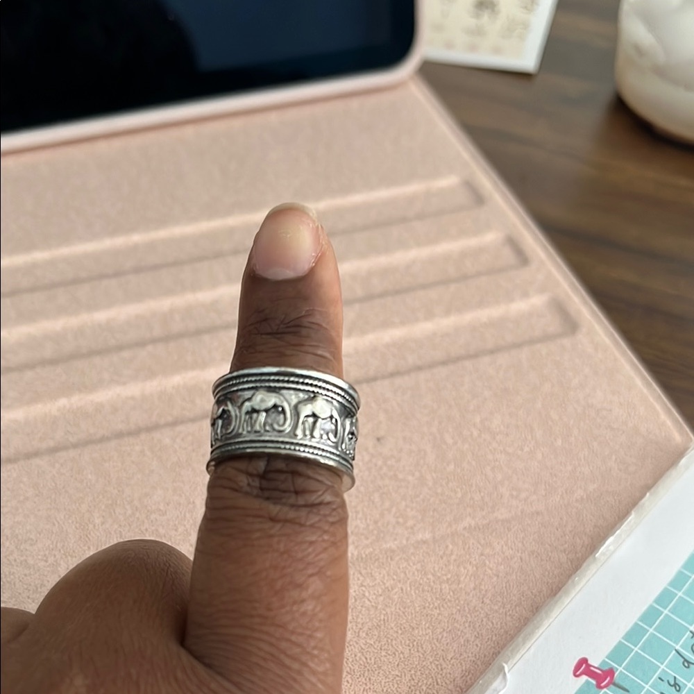 Silver Elephant Band Ring